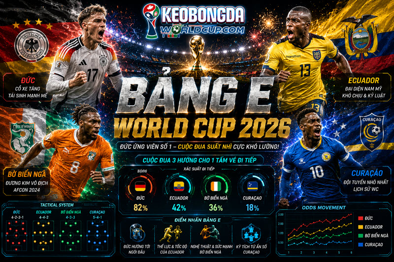 Kèo bóng đá bảng E WC 2026
